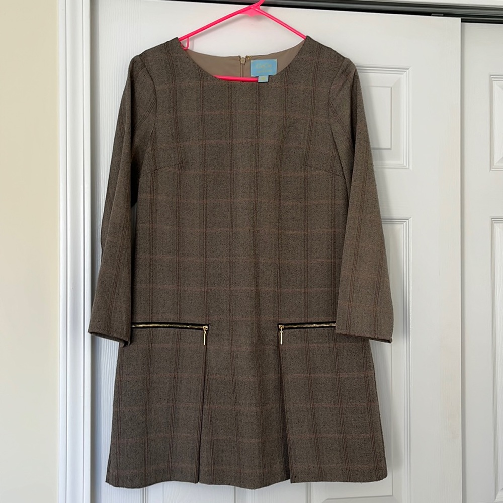Fall / winter plaid dress with zipper detail